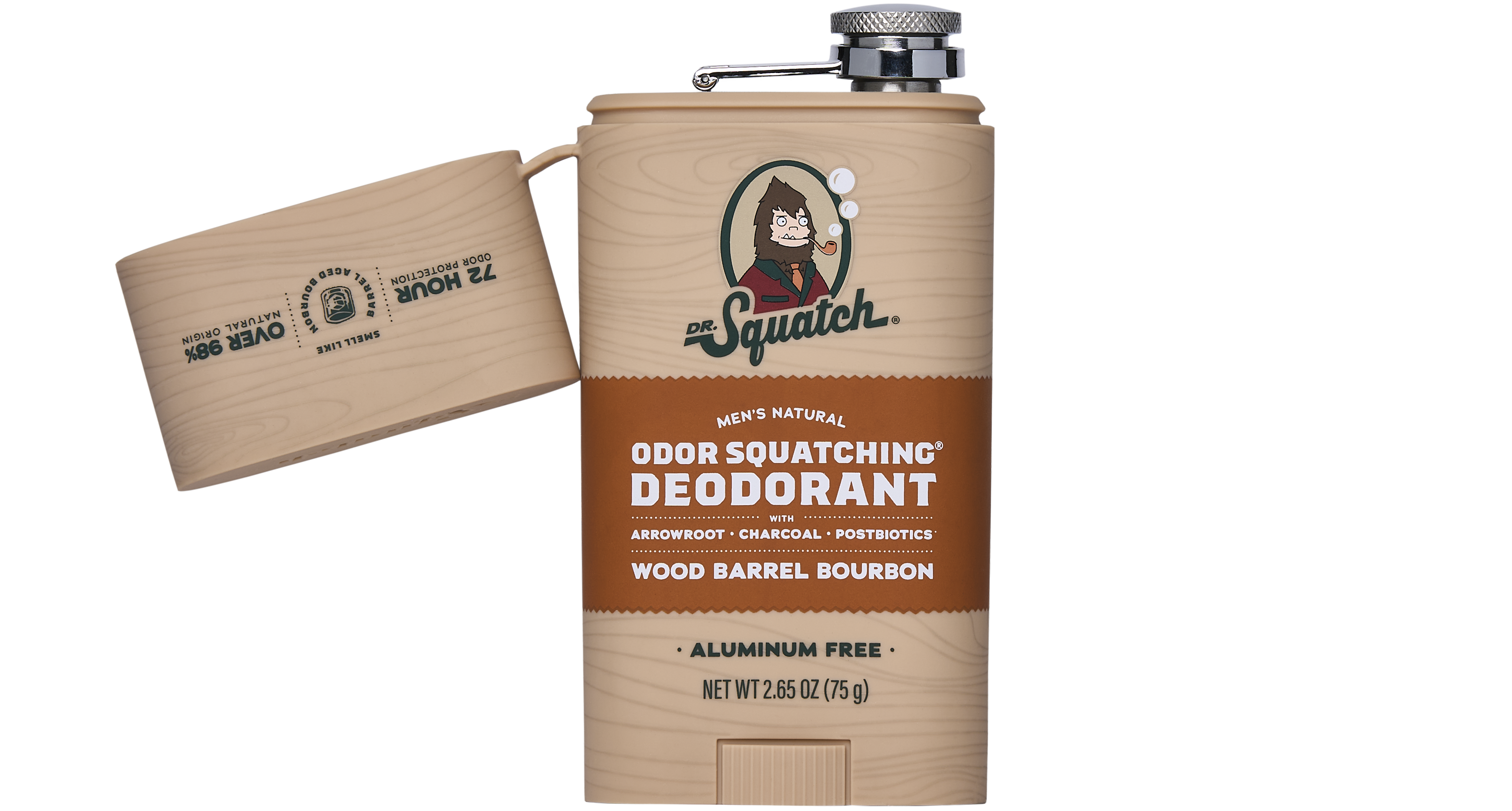 Wood Barrel Bourbon Deo Flask - Send Dirt Out and Fresh In
