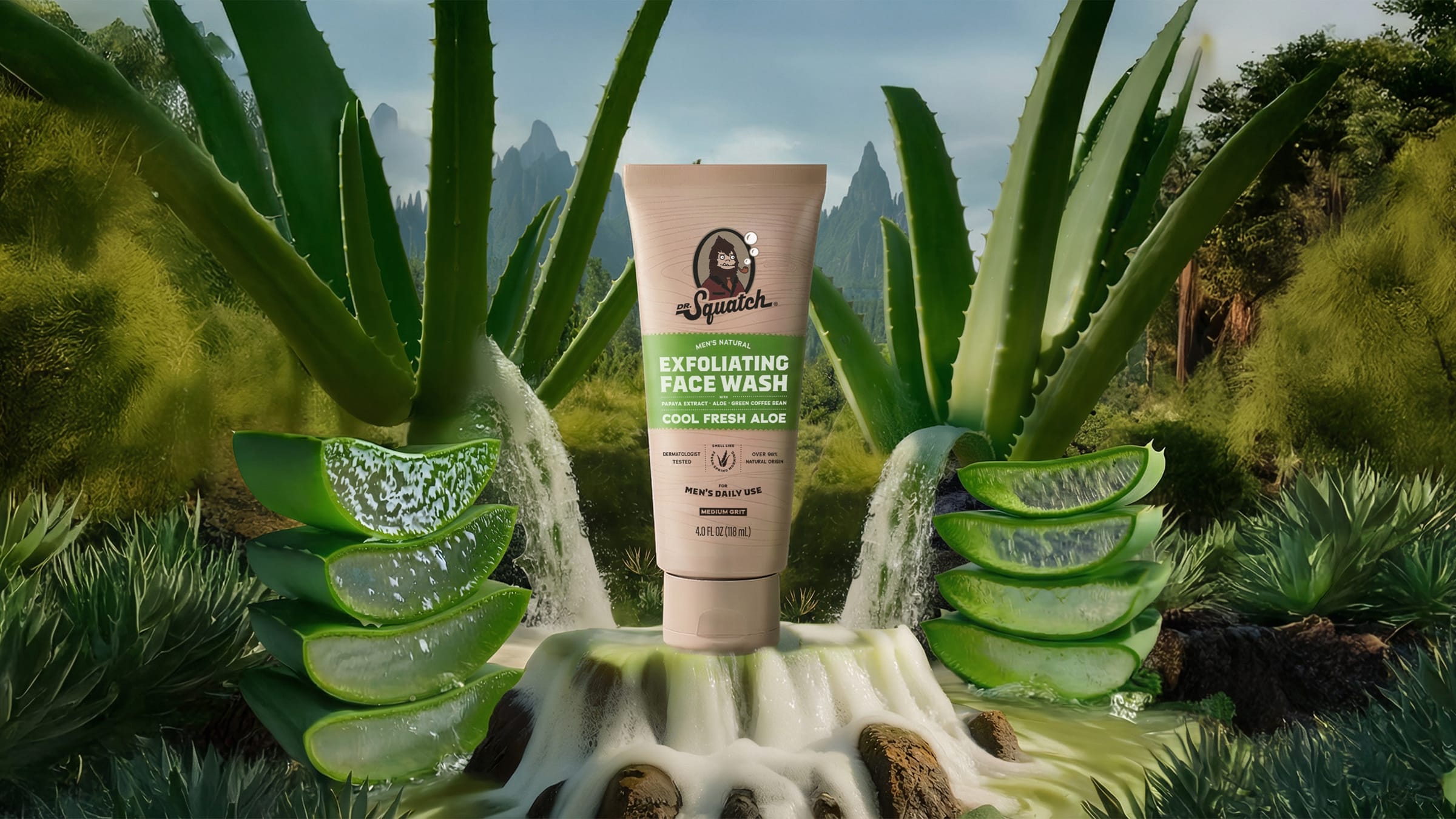 Cool Fresh Aloe Exfoliating Face Wash - Rugged Soap for Men