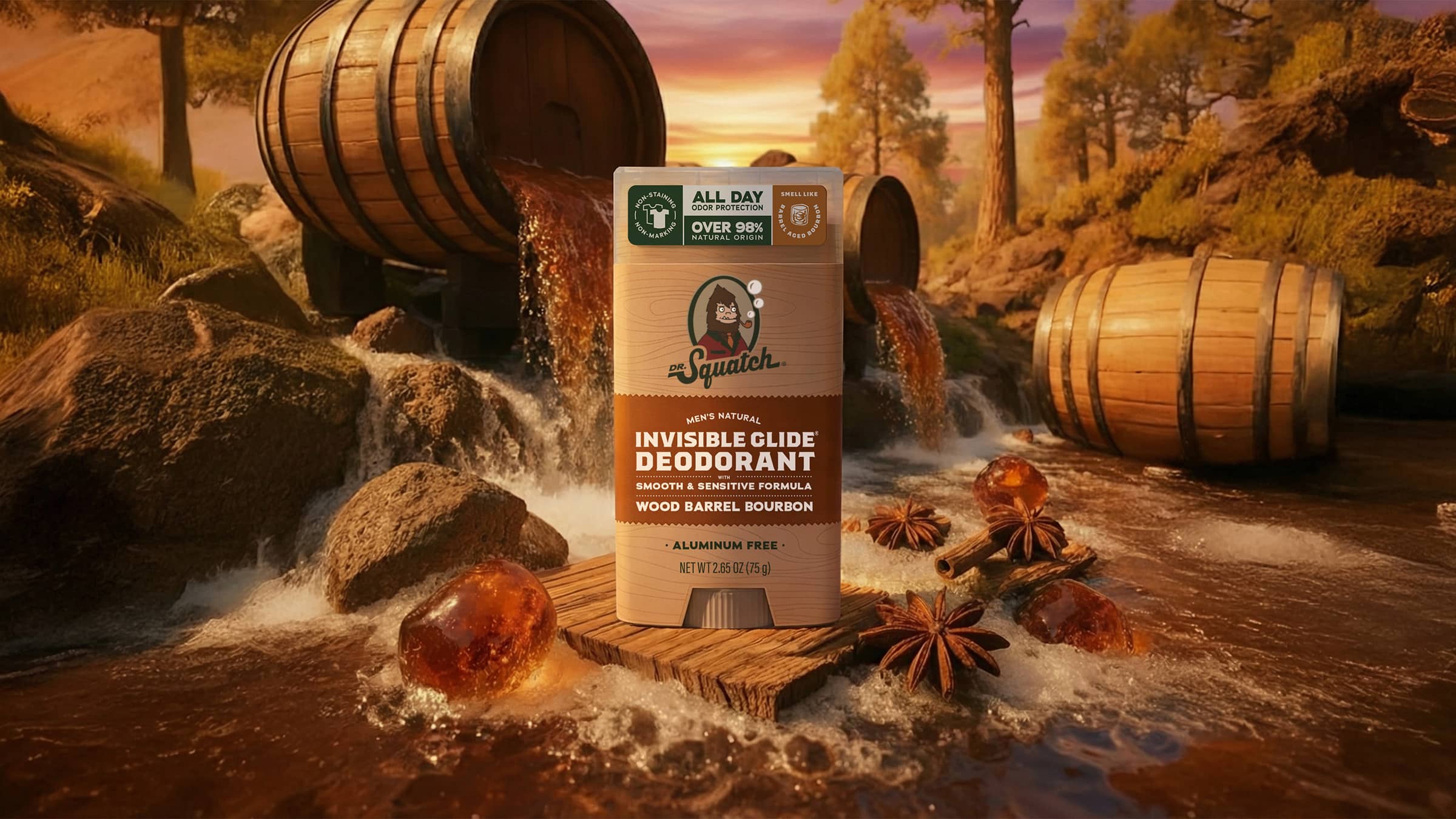 Wood Barrel Bourbon Invisible Glide Deodorant - Upgrade the Way You Wash